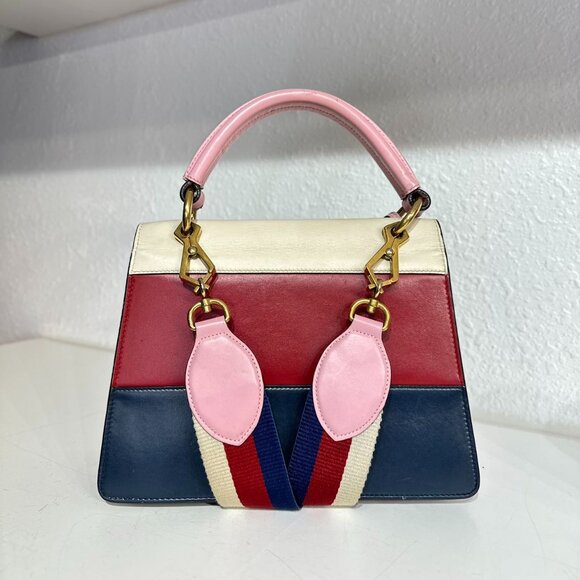 Gucci Tri-Color Queen Bees Top Handle Shoulder Bag Crossbody - Picture 2 of 9